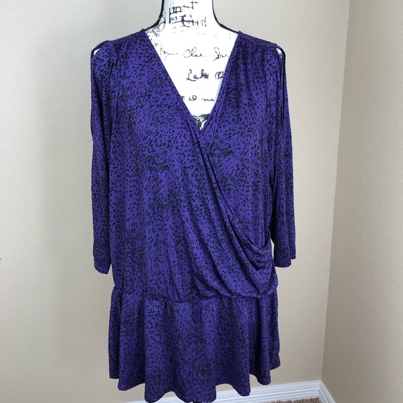 Lane Bryant Tops - Lane Bryant Purple Print Stretch Jersey Top 18/20